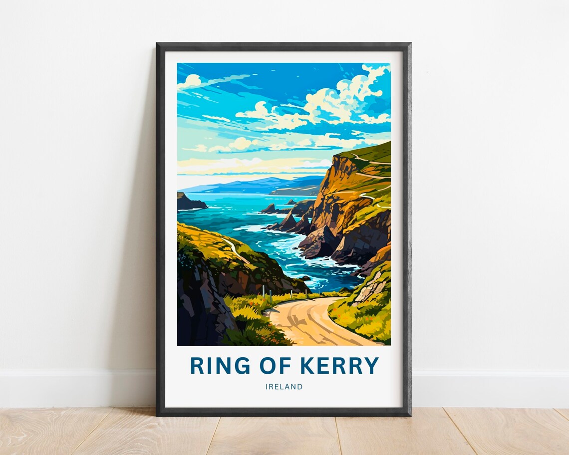 Ring of Kerry Ireland Coastal Cliffs Scenic Drive Ocean Travel Poster
