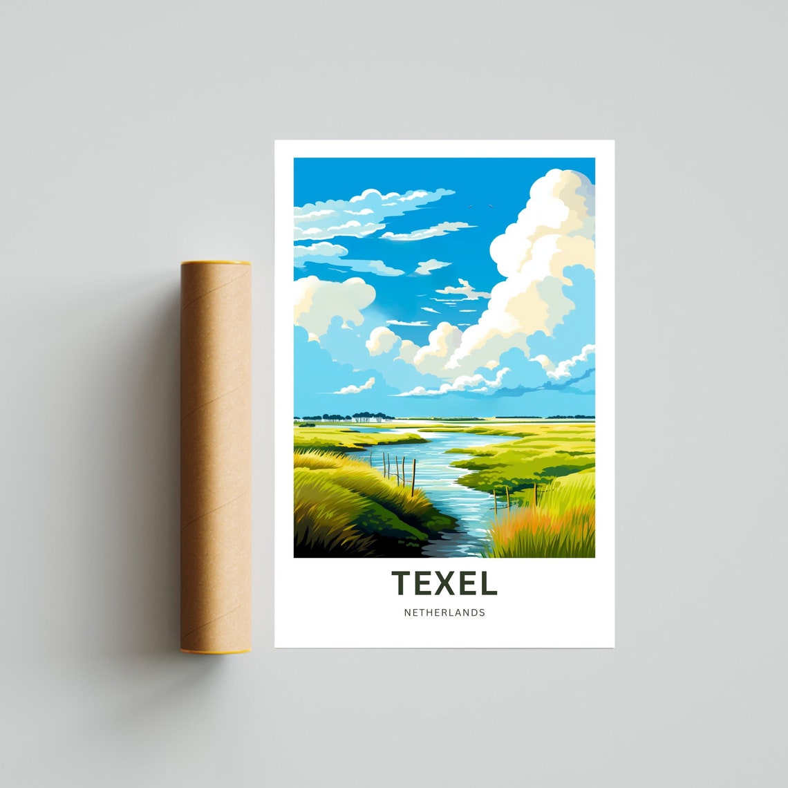 Texel Netherlands Modern Marsh Landscape Sky Travel Art Poster - Image 2