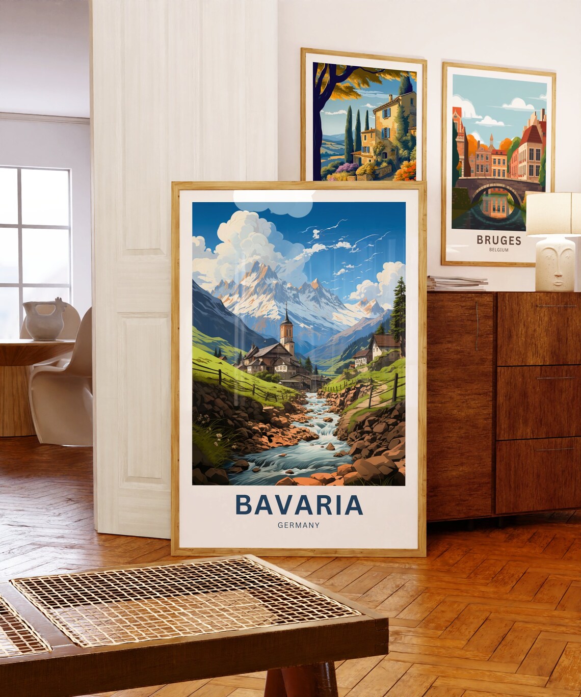 Bavaria Germany Alpine Village Church Mountain Stream Travel Poster - Image 5