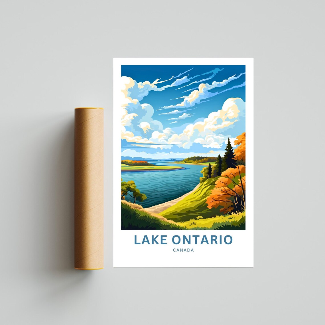 Lake Ontario Canada Autumn Shoreline Personalized Travel Poster - Image 4