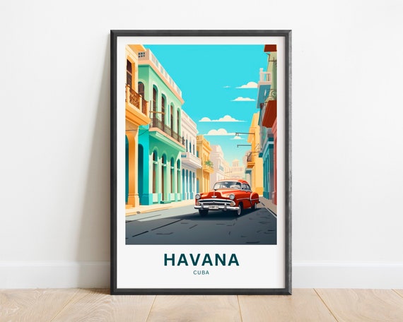 Havana Travel Print Poster Wall Art Framed Present Gift