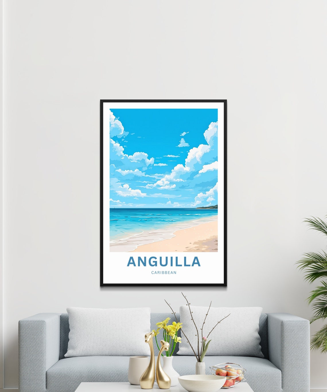 Anguilla Travel Print Anguilla Poster Caribbean Wall Art Framed Present Gift Caribbean Present - Image 3