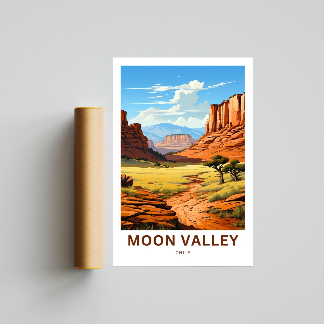 Personalized Moon Valley Chile Red Rock Cliffs Desert Trail Poster - Image 4