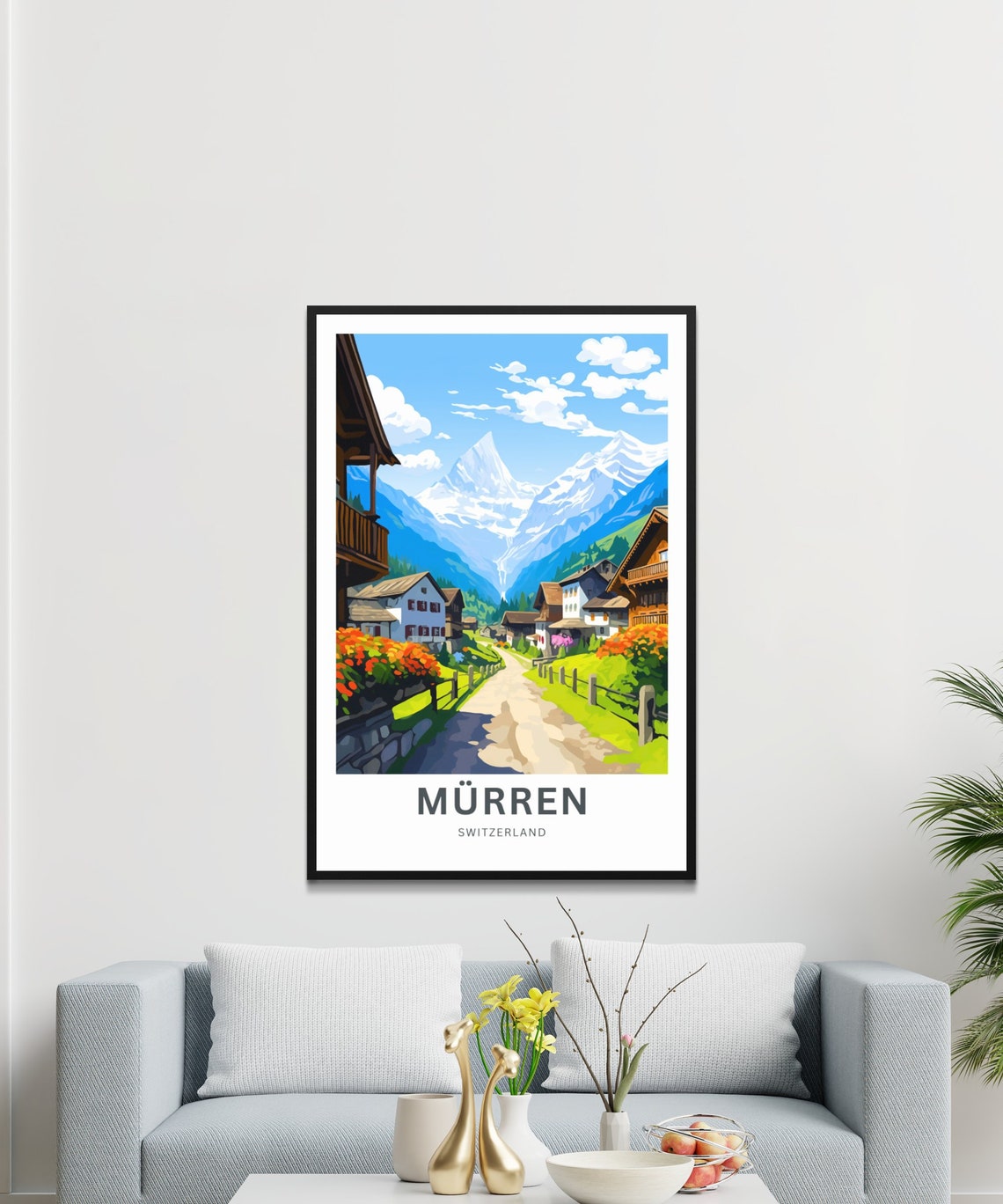 Murren Switzerland Alpine Village Mountain Retro Travel Poster - Image 3