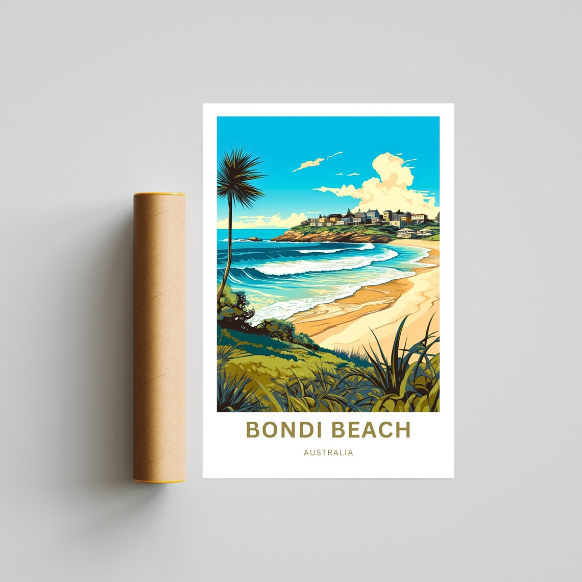 Bondi Beach Australia Surf Waves Headland Houses Travel Poster - Image 4