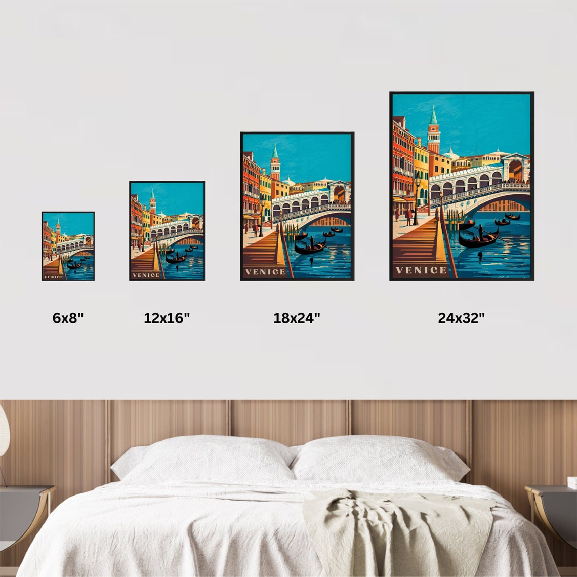 Venice Rialto Bridge St Marks Campanile Canal Vintage Travel Poster - Image 4
