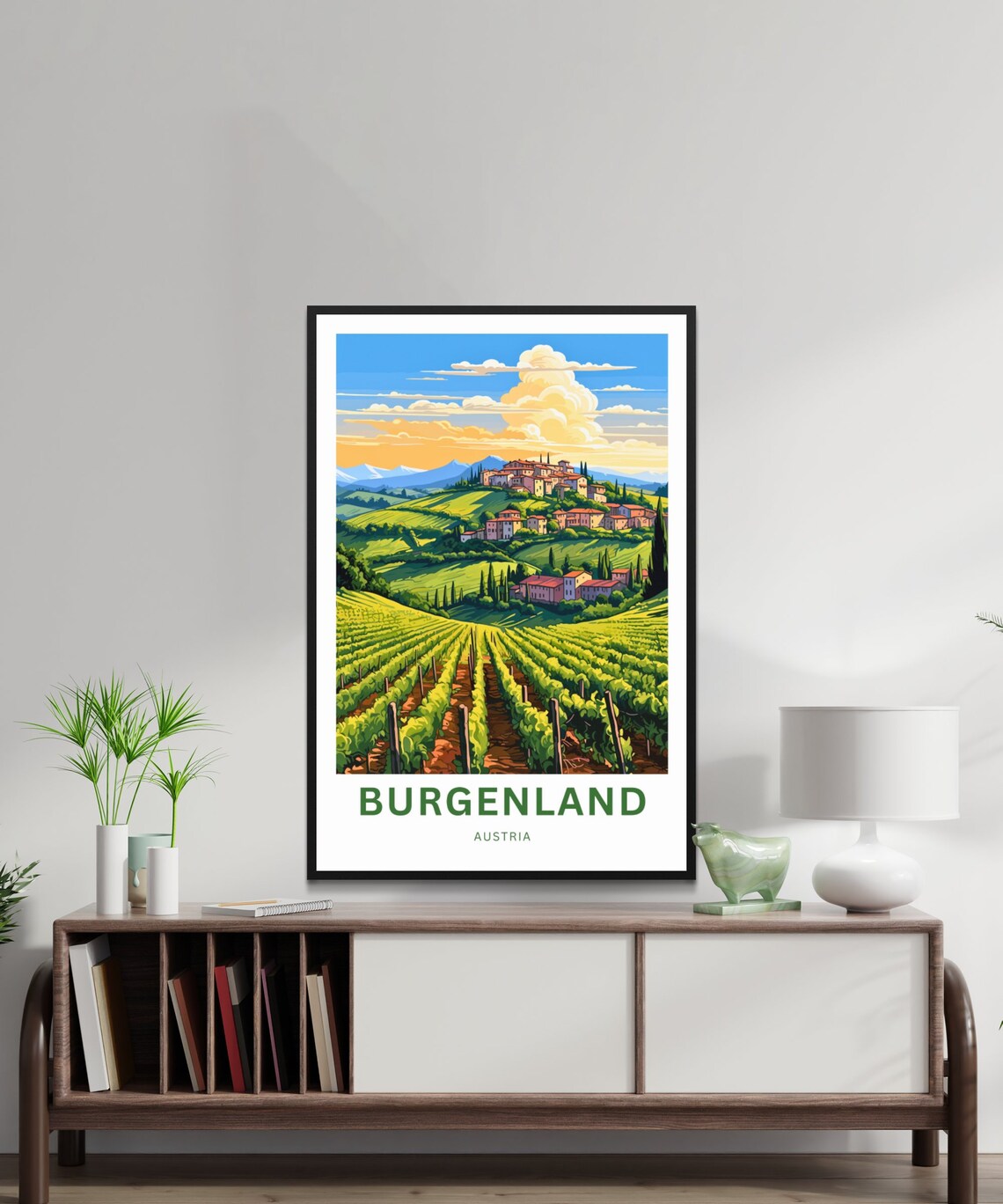 Burgenland Austria Hilltop Village Sunset Vineyard Travel Poster - Image 2