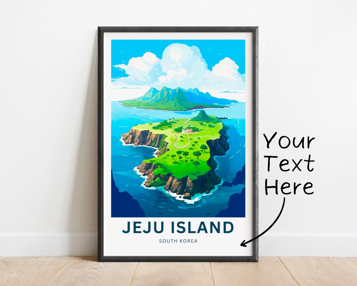 Jeju Island South Korea Aerial Island Cliffs Ocean View Custom Poster