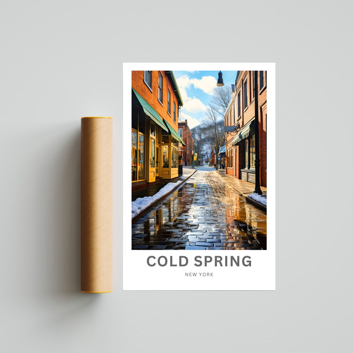 Cold Spring New York Snowy Historic Brick Street Winter Travel Poster - Image 4