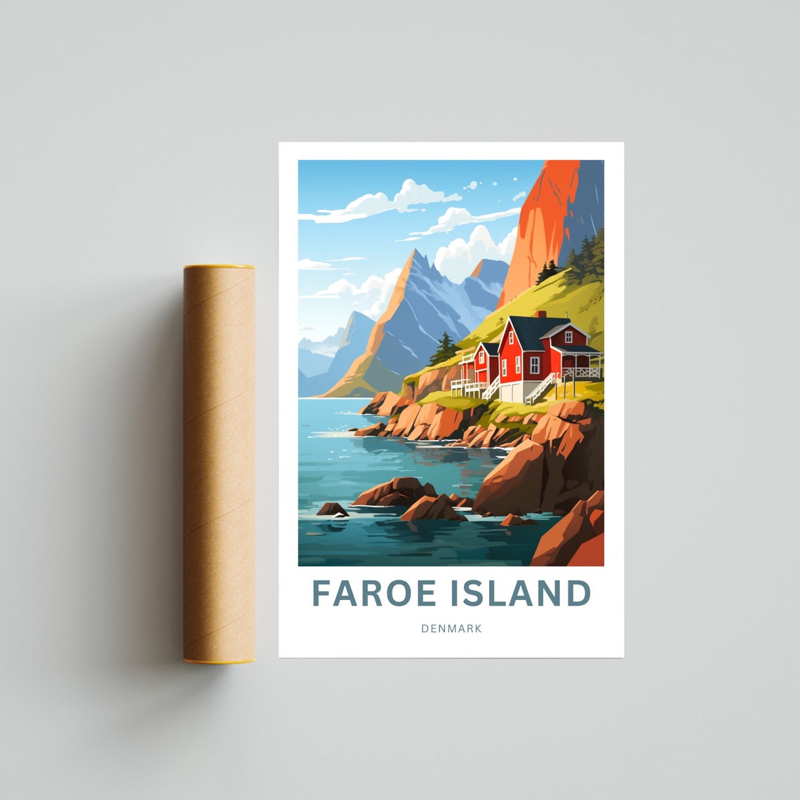 Faroe Island Denmark Coastal Cliffs Personalized Travel Poster - Image 4