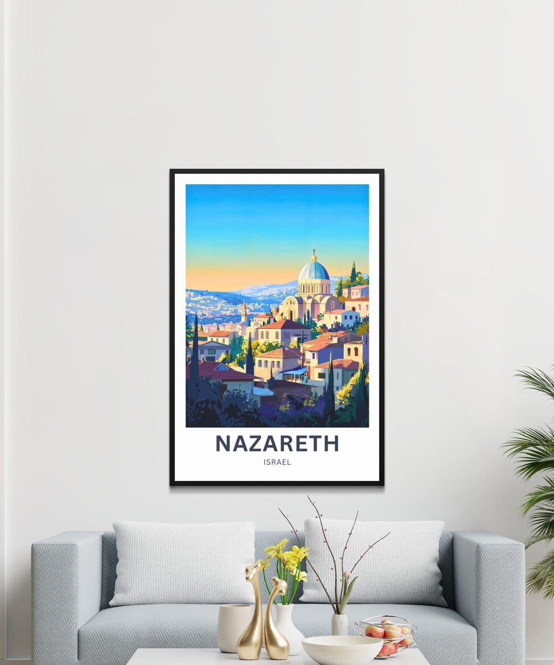 Nazareth Israel Old City Domed Church Skyline View Travel Poster - Image 4