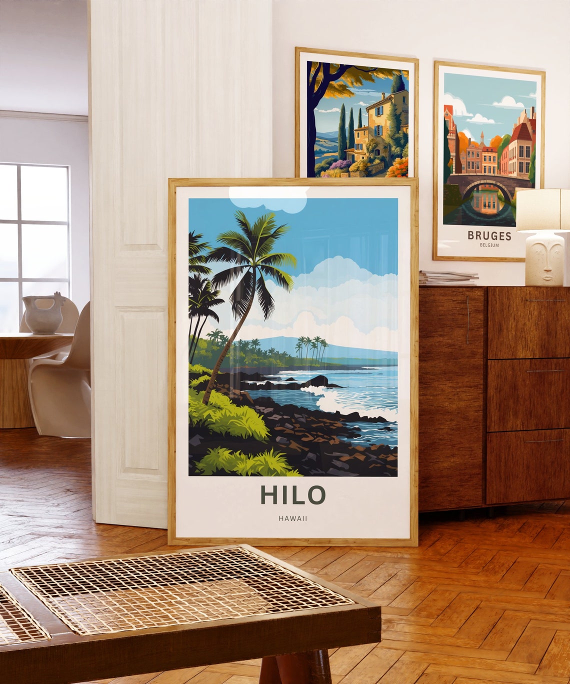 Personalized Hilo Hawaii Coast Palm Rocky Shore Custom Travel Poster - Image 5