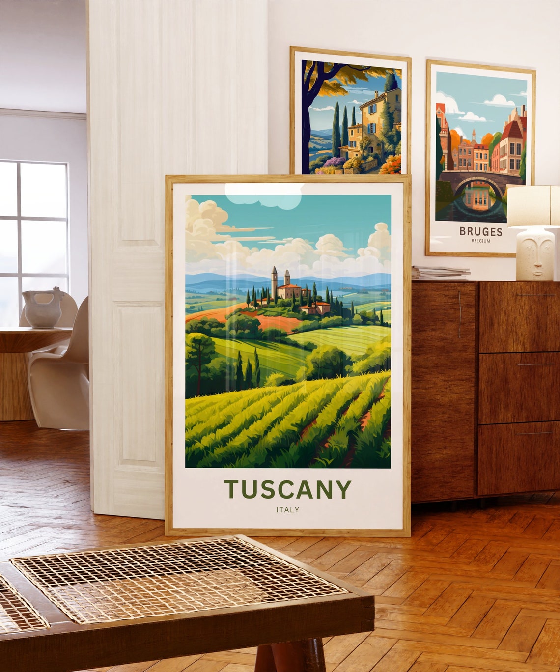 Personalized Tuscany Italy Vineyard Hills Village Travel Poster - Image 5