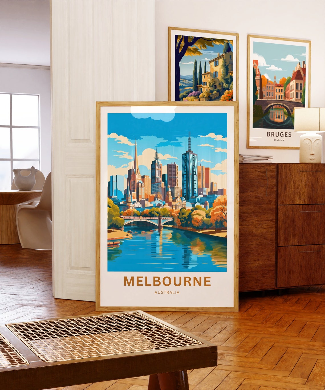 Melbourne Australia Skyline River Bridge City View Travel Poster - Image 5