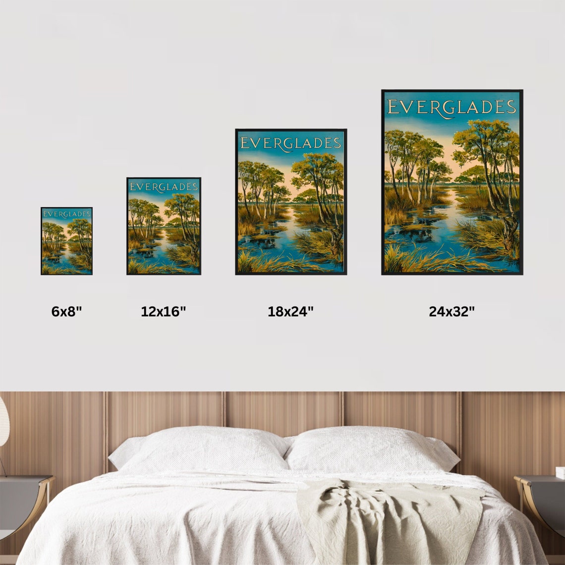 Everglades Vintage Cypress Swamp Golden Twilight Trees Poster - Image 3