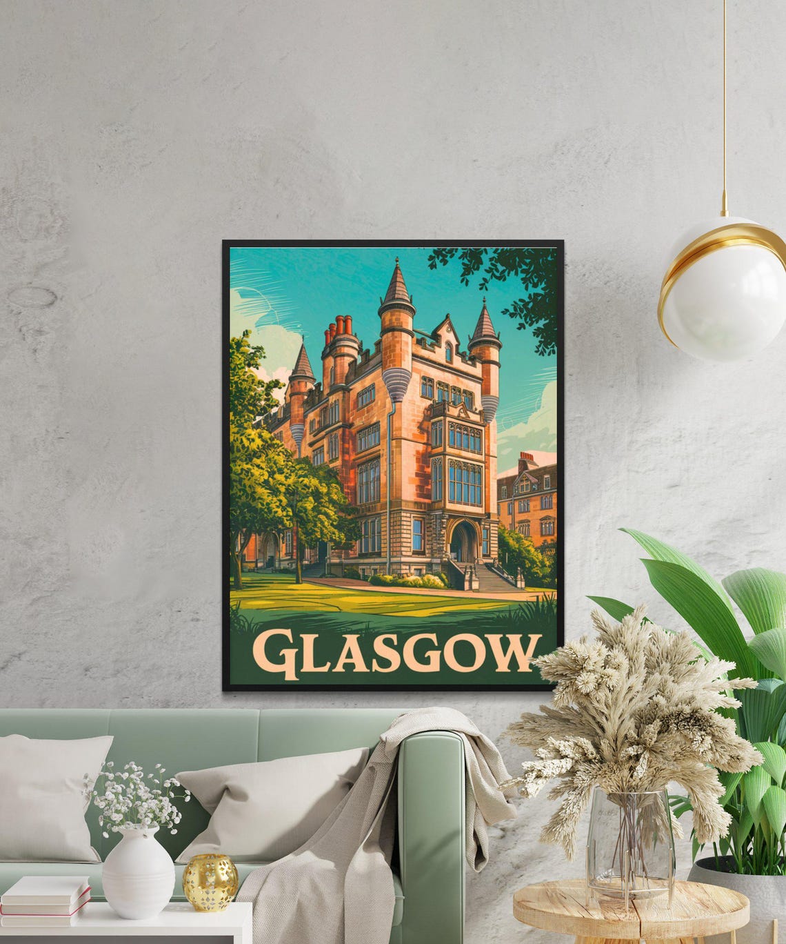 Glasgow Scotland University Historic Architecture Travel Poster - Image 3