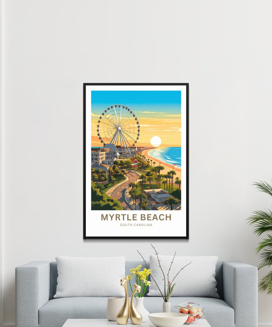 Myrtle Beach South Carolina SkyWheel Sunset Boardwalk Travel Poster - Image 4