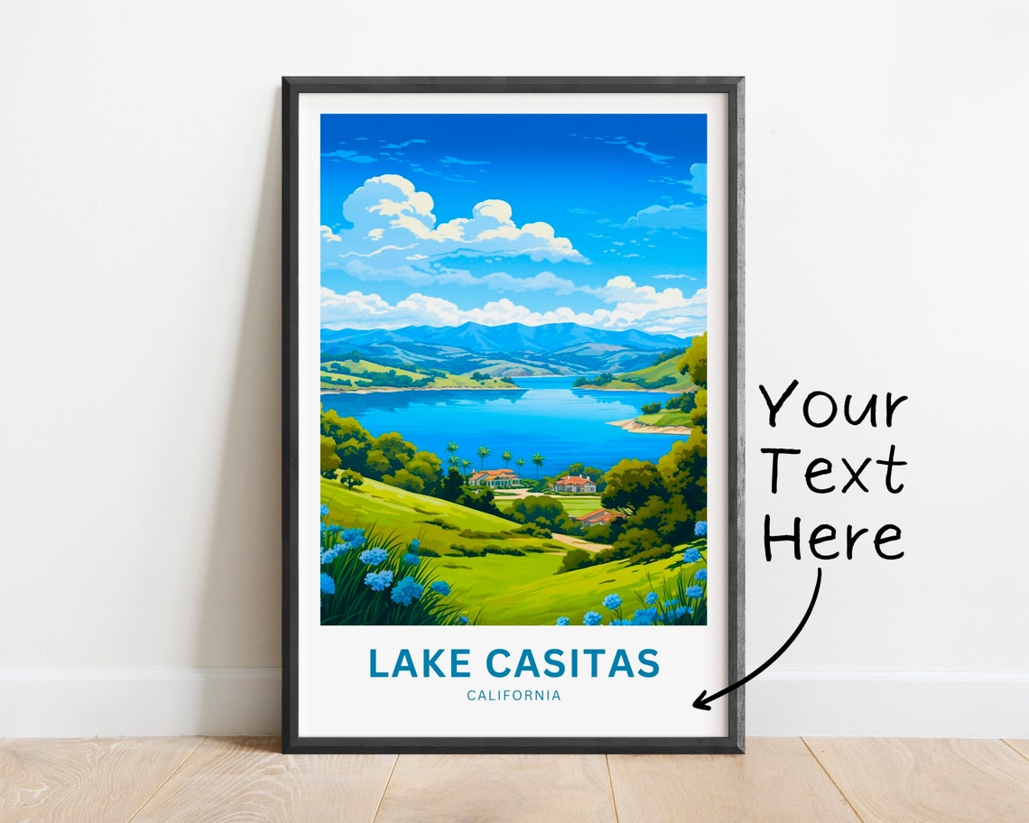 Lake Casitas California Customizable Lakeside Hills Poster Artwork