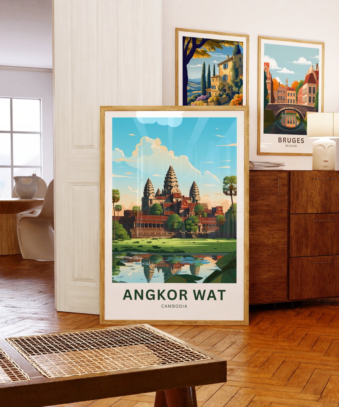 Angkor Wat Cambodia Travel Poster Temple Reflection Pool Artwork - Image 5
