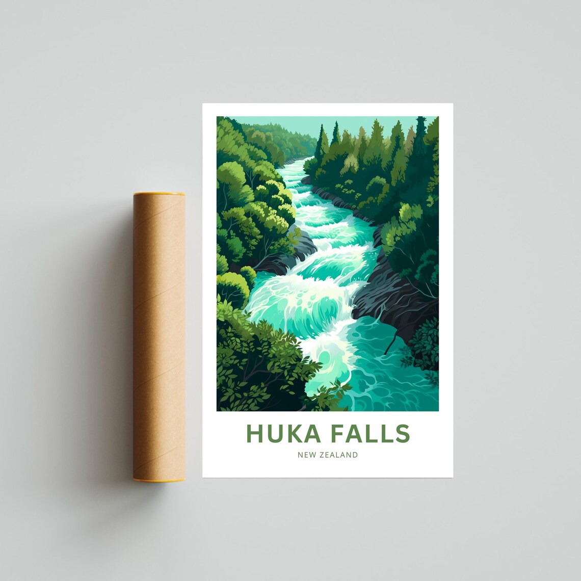 Huka Falls New Zealand Foamy Turquoise Cascades Travel Poster - Image 2