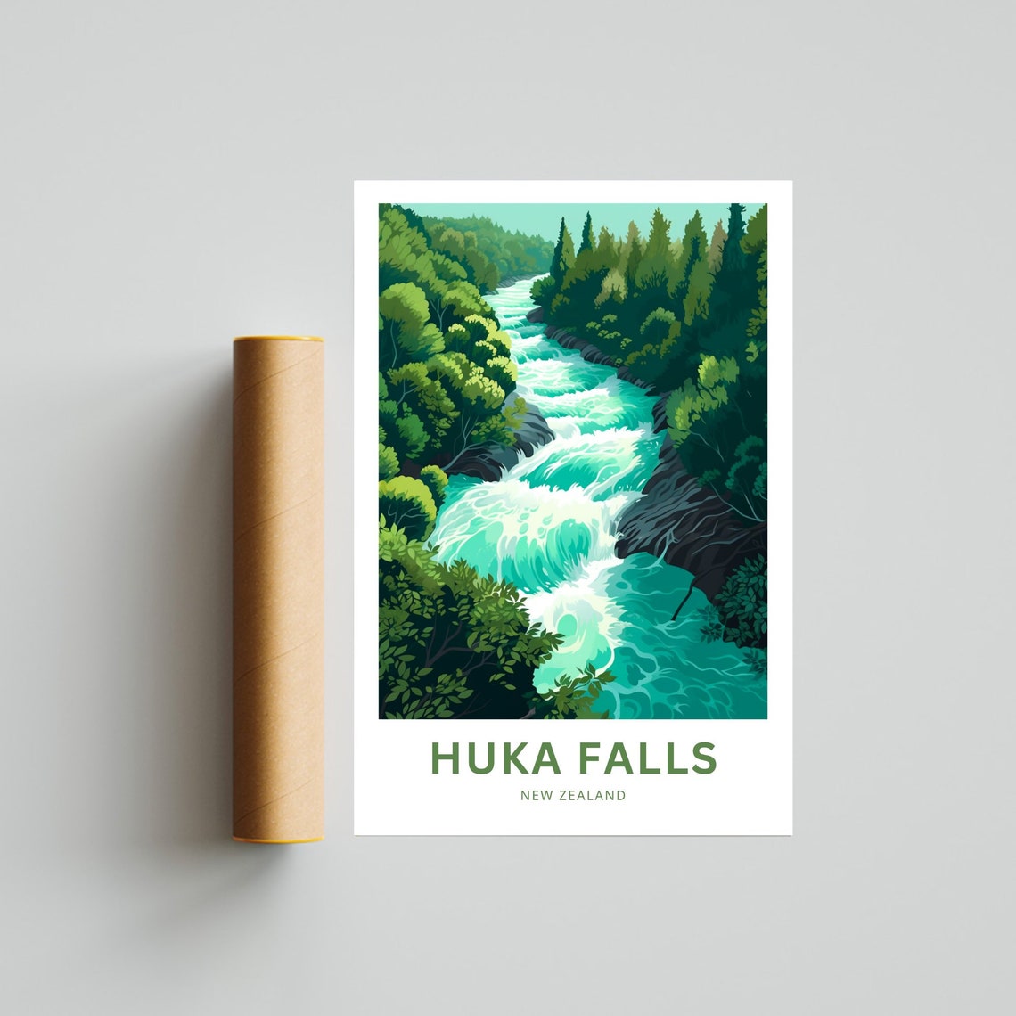 Personalized Huka Falls New Zealand Rapids Custom Travel Poster Gift - Image 2