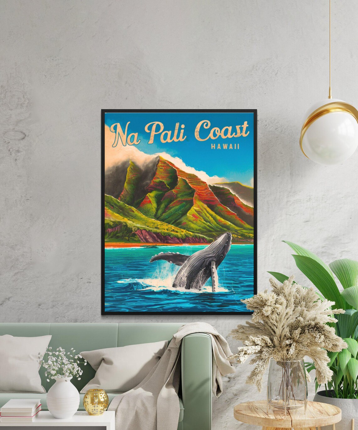 Na Pali Coast Vintage Travel Poster, Hawaii Travel Art - Image 3