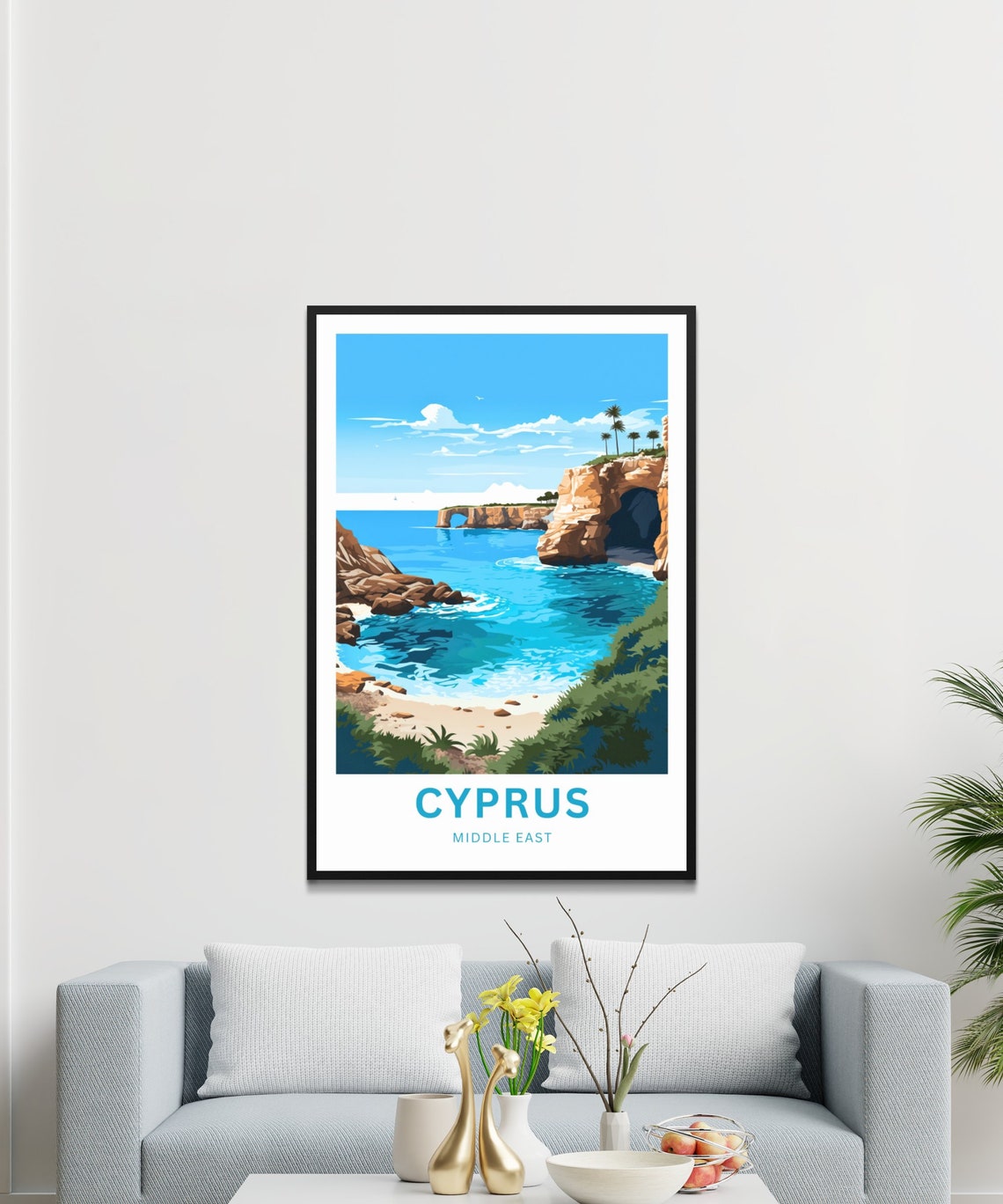 Cyprus Mediterranean Sea Arch Cliffs Coast Vintage Travel Poster - Image 4
