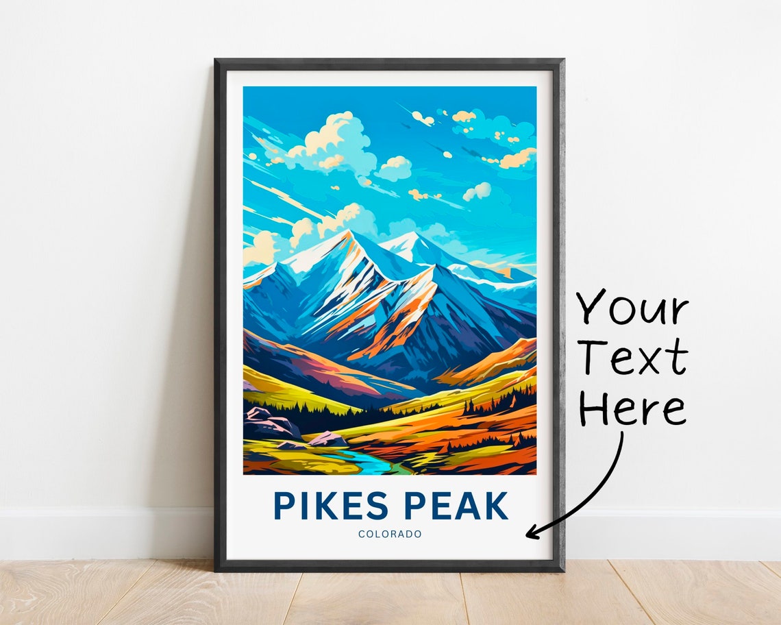 Pikes Peak Colorado Snowy Summit Valley Scene Personalized Poster