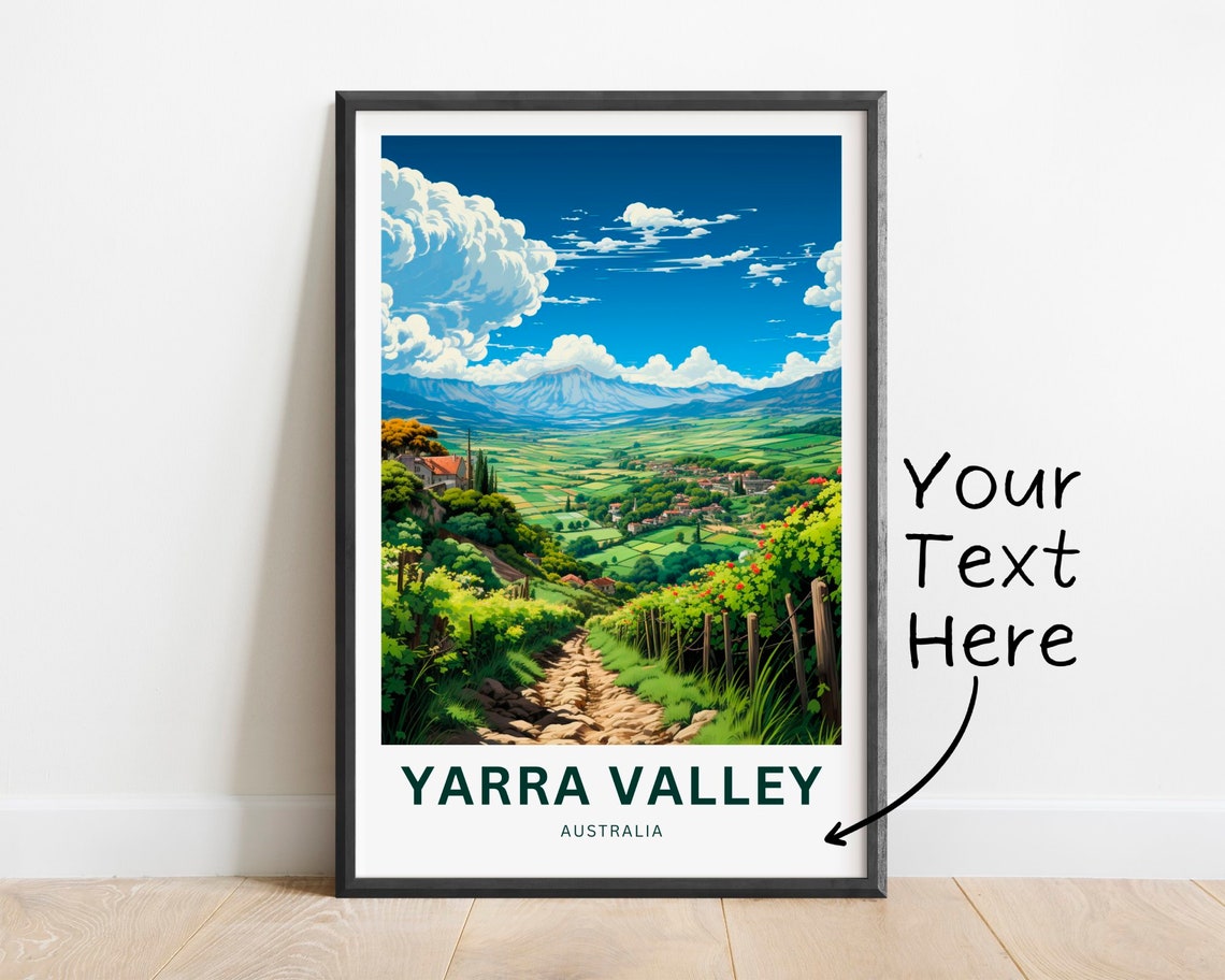 Yarra Valley Australia Vineyard Hills Personalized Travel Poster
