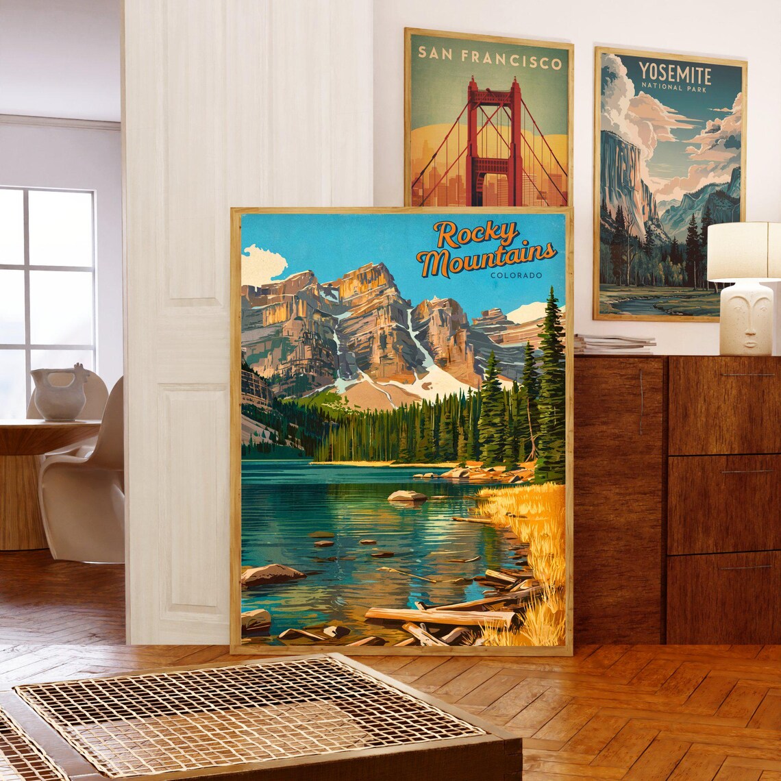 Rocky Mountains Colorado Sunset Lake Driftwood Shores Poster - Image 5