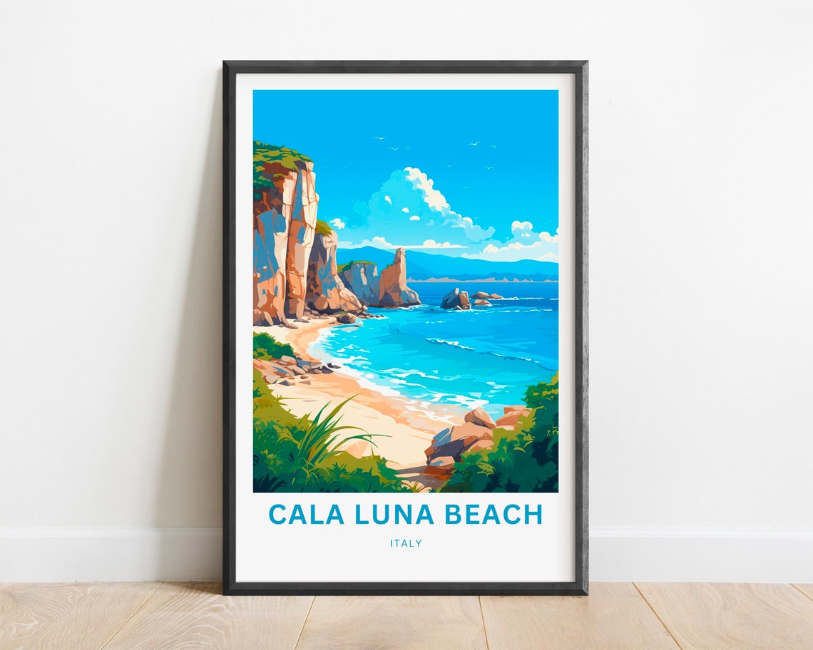 Cala Luna Beach Italy Sea Stacks Turquoise Water Travel Poster