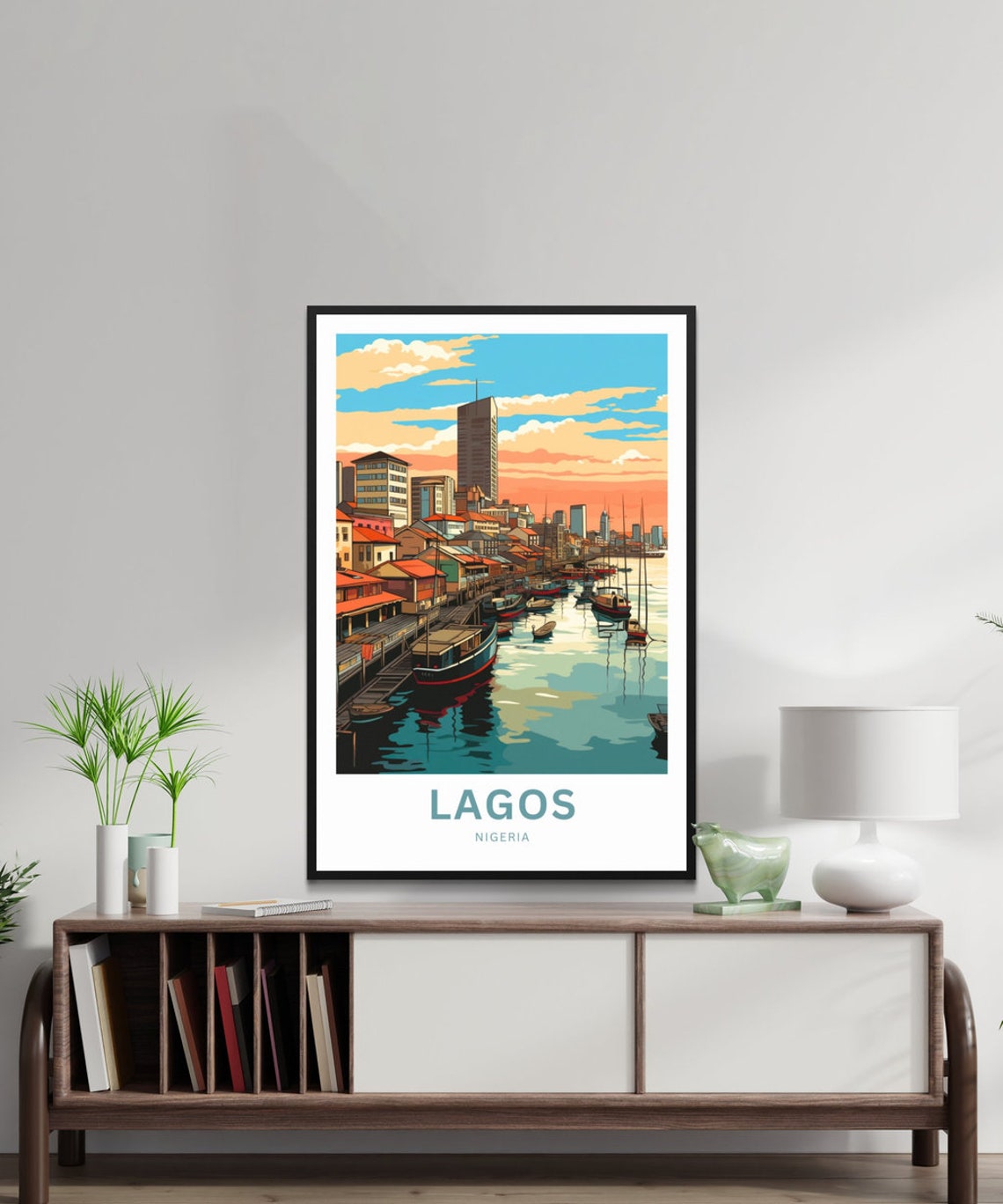 Lagos Nigeria Harbor Sunset Cityscape Boats Waterfront Poster - Image 2