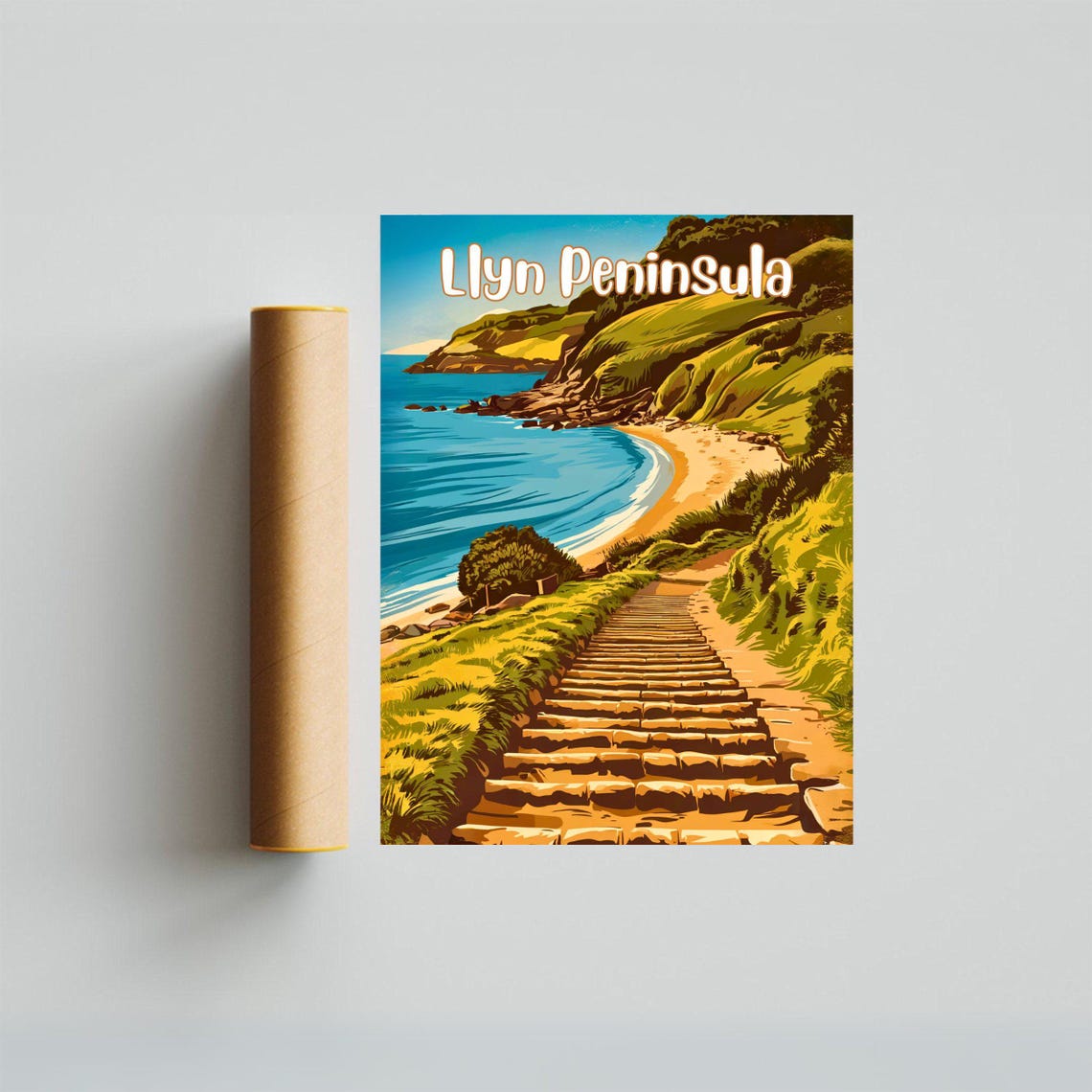 Llyn Peninsula Wales Coastal Steps Seaside Vintage Travel Poster - Image 4