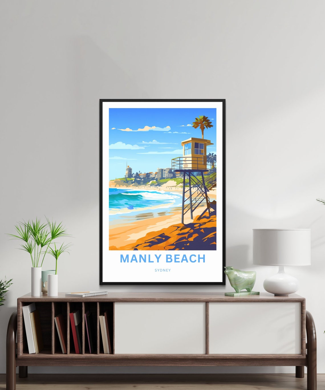 Personalized Manly Beach Sydney Surf Beach Lifeguard Tower Poster - Image 2