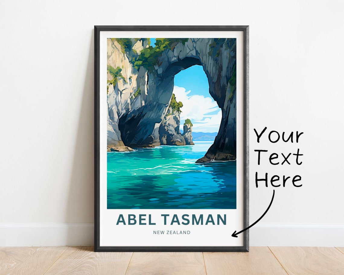 Abel Tasman New Zealand Rock Arch Personalized Travel Poster