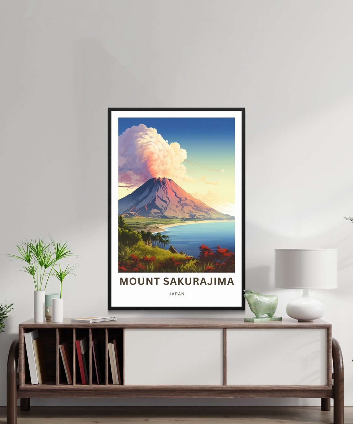 Mount Sakurajima Japan Active Volcano Coastal Bay Scenic Travel Poster - Image 2