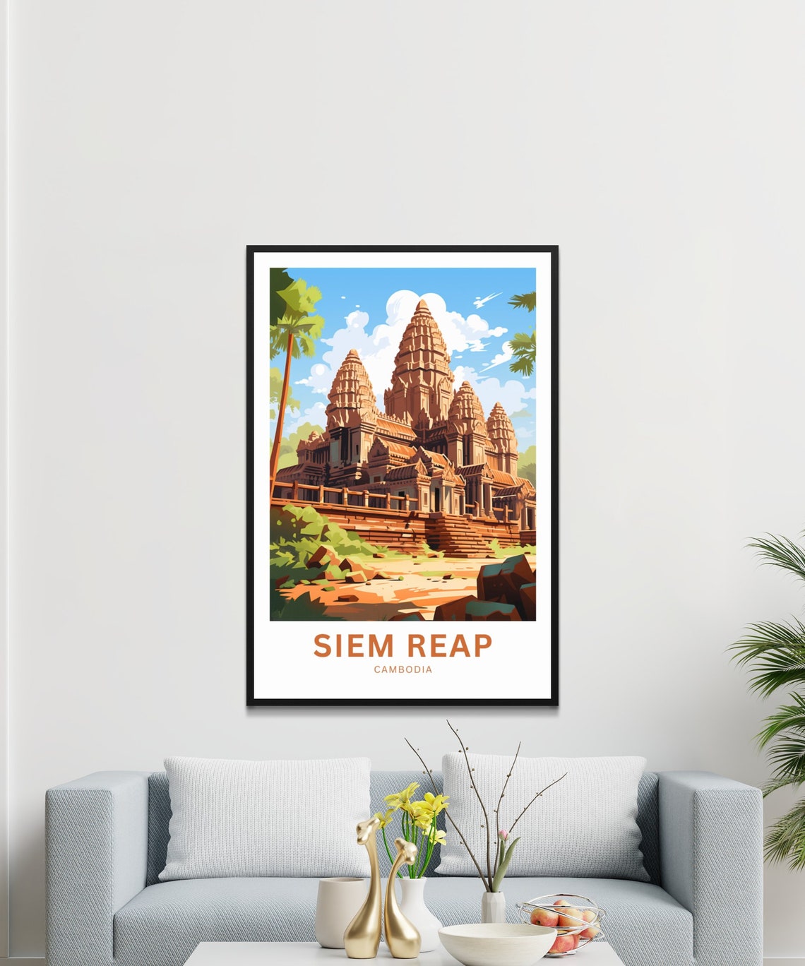 Siem Reap Cambodia Personalized Angkor Wat Temple Towers Travel Poster - Image 3