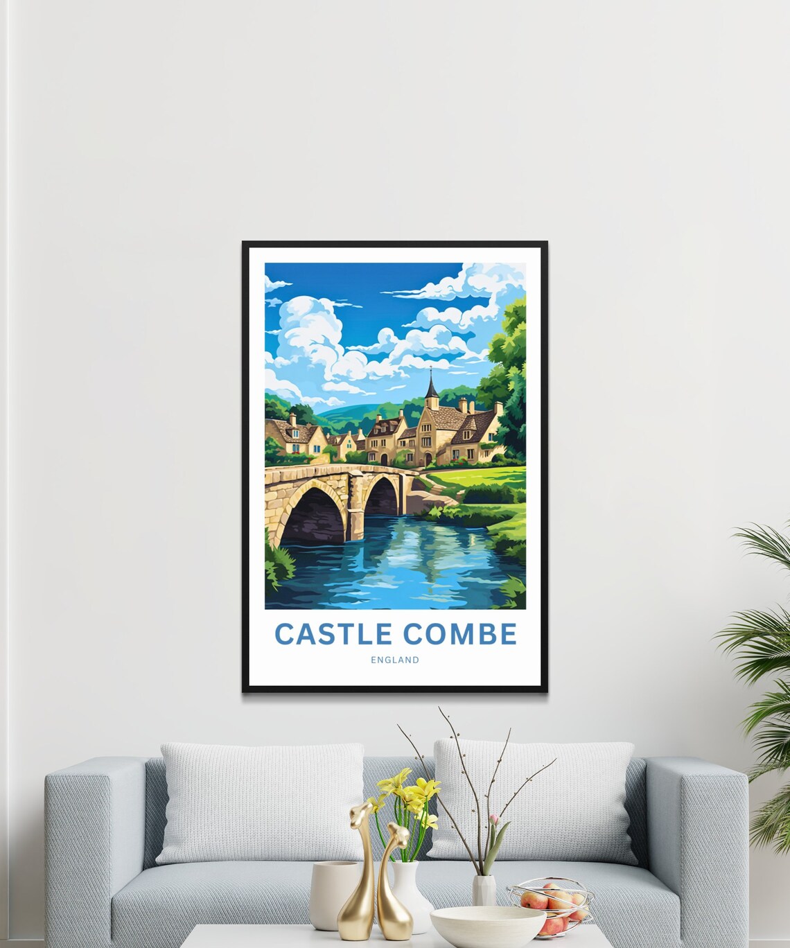 Castle Combe England Stone Bridge River Village Travel Poster - Image 3