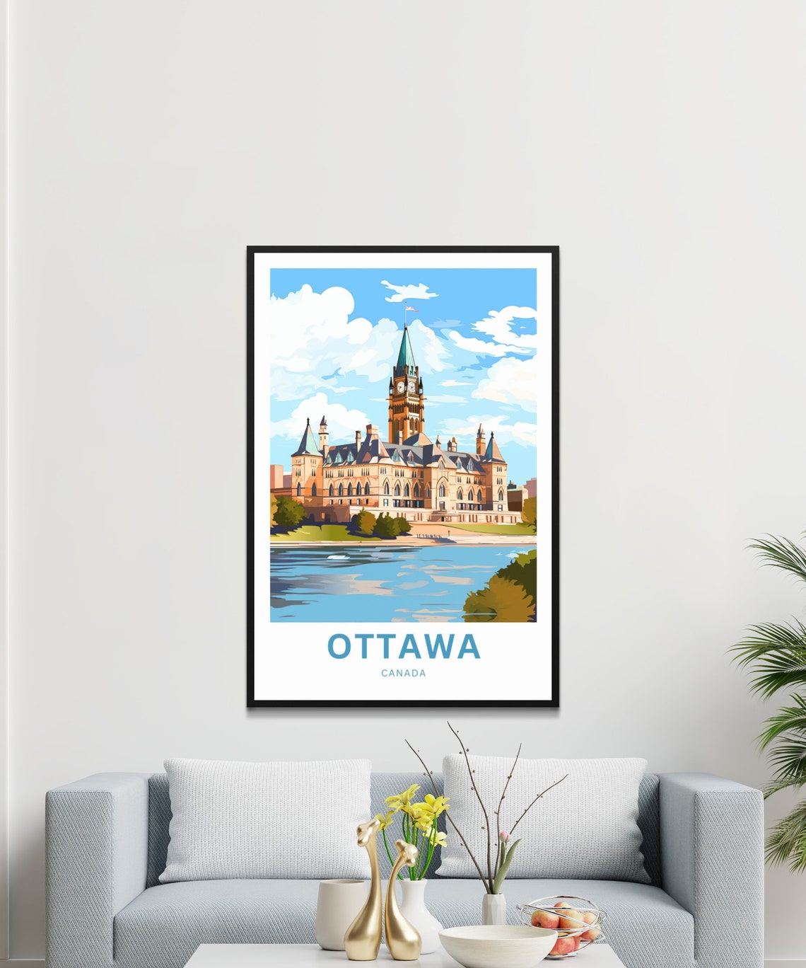 Personalized Ottawa Canada Parliament Vintage Travel Poster River Art - Image 3