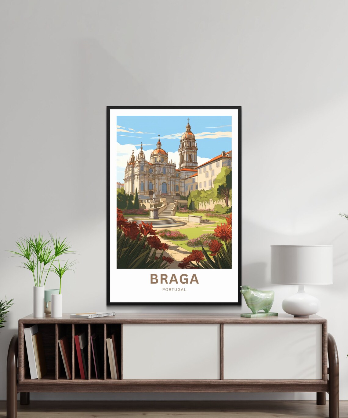 Braga Portugal Baroque Church Gardens Classic Vintage Poster - Image 2