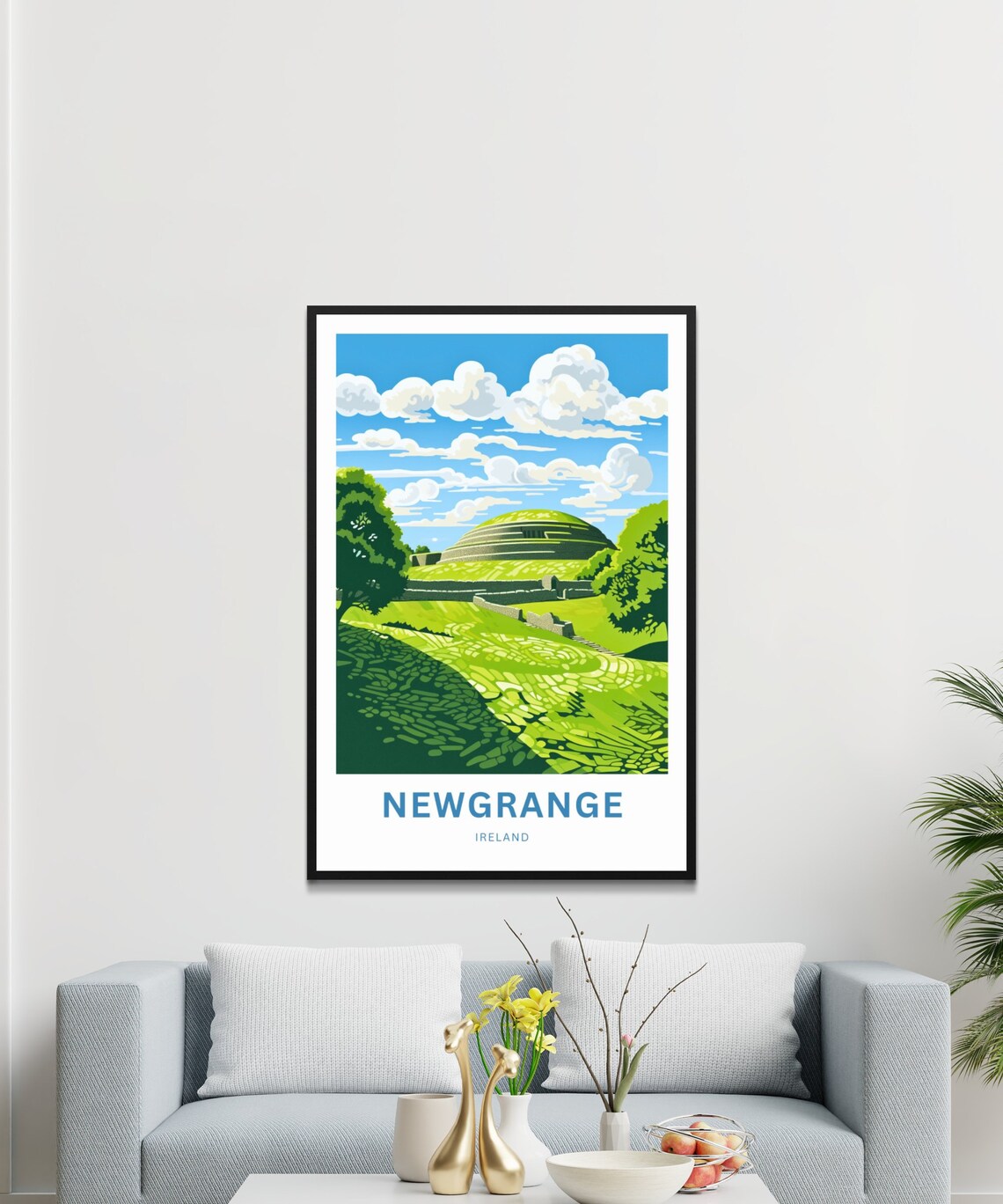 Newgrange Ireland Ancient Burial Mound Green Hillside Travel Poster - Image 3