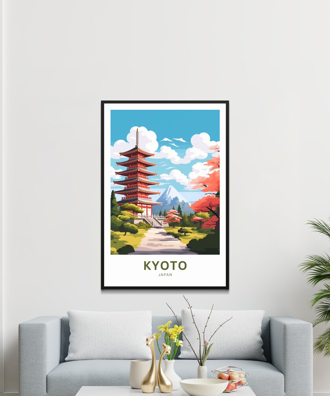Personalized Kyoto Japan Pagoda Mount Fuji Cherry Travel Poster - Image 3