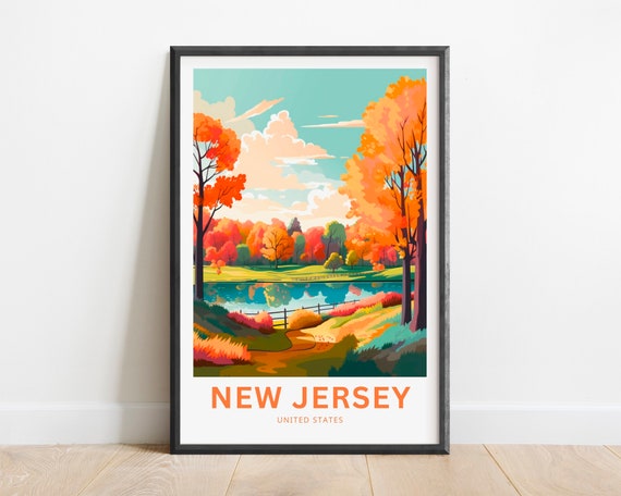 New Jersey Travel Print New Jersey Poster United States Wall Art Framed Present Gift United States Present