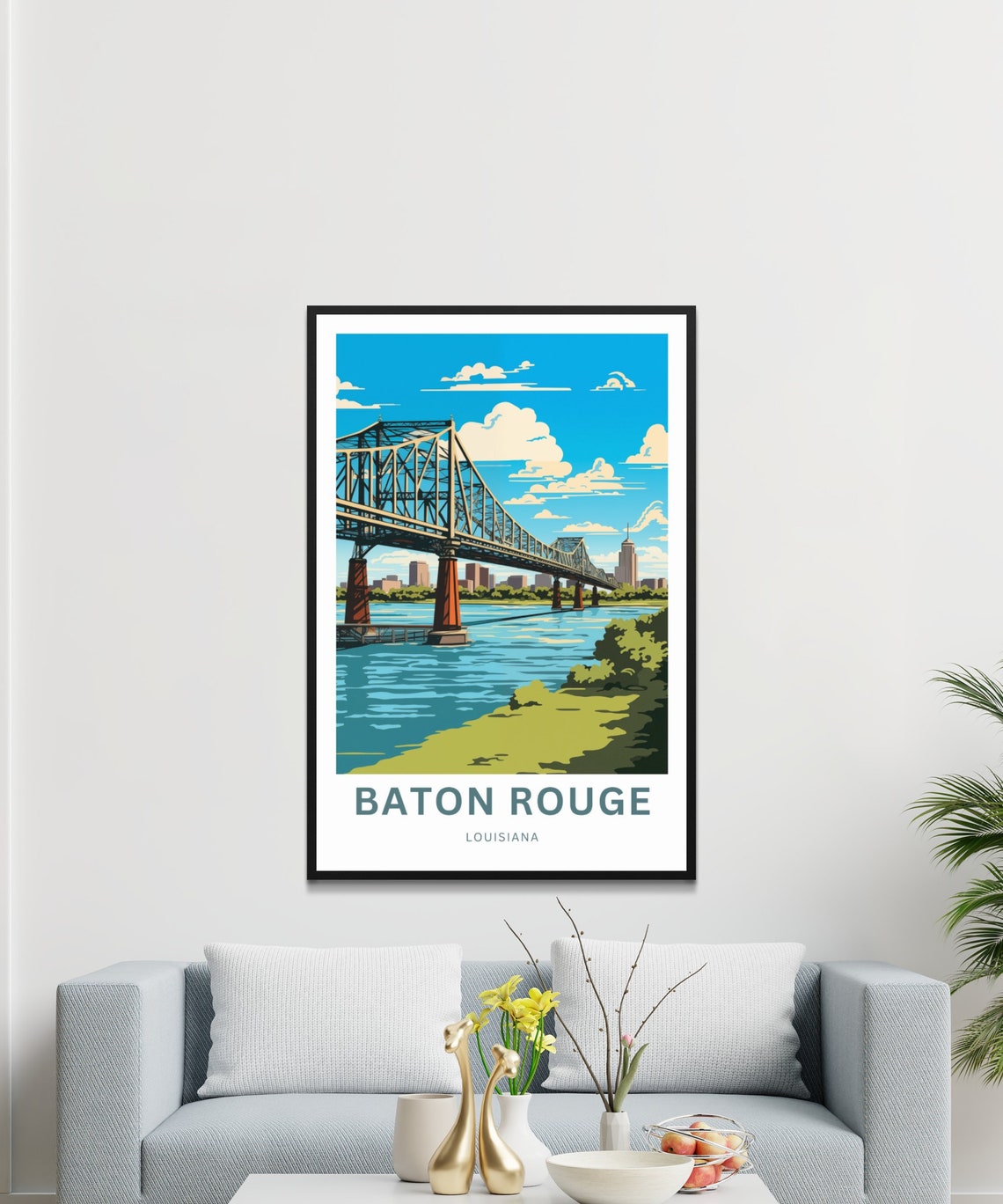 Personalized Baton Rouge Louisiana Bridge Vintage Travel Poster Gift - Image 3