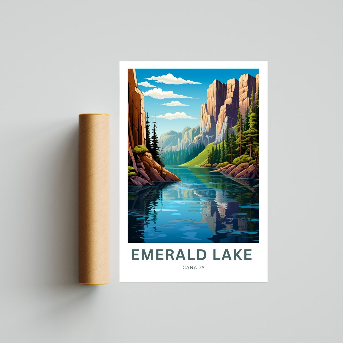 Personalized Emerald Lake Canada Cliff Lake Custom Text Travel Poster - Image 4