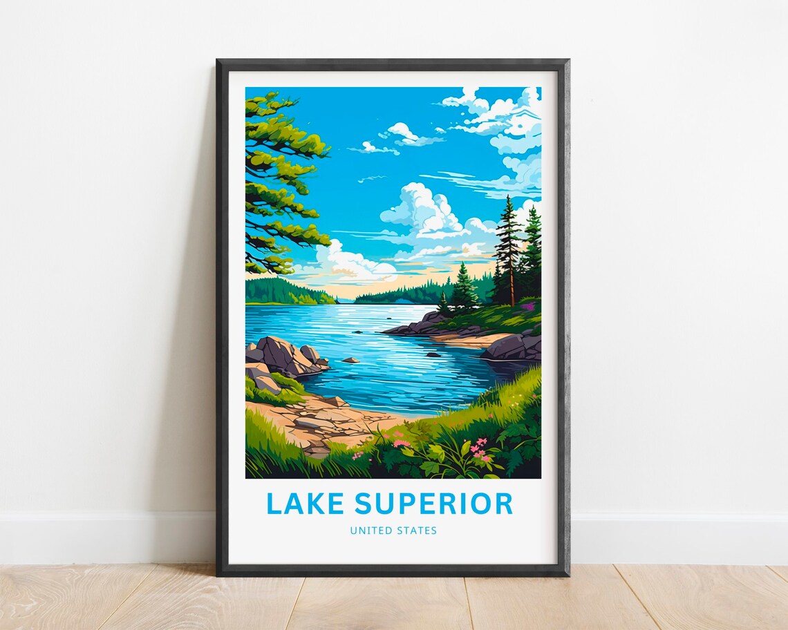 Lake Superior Travel Poster, United States Wall Art