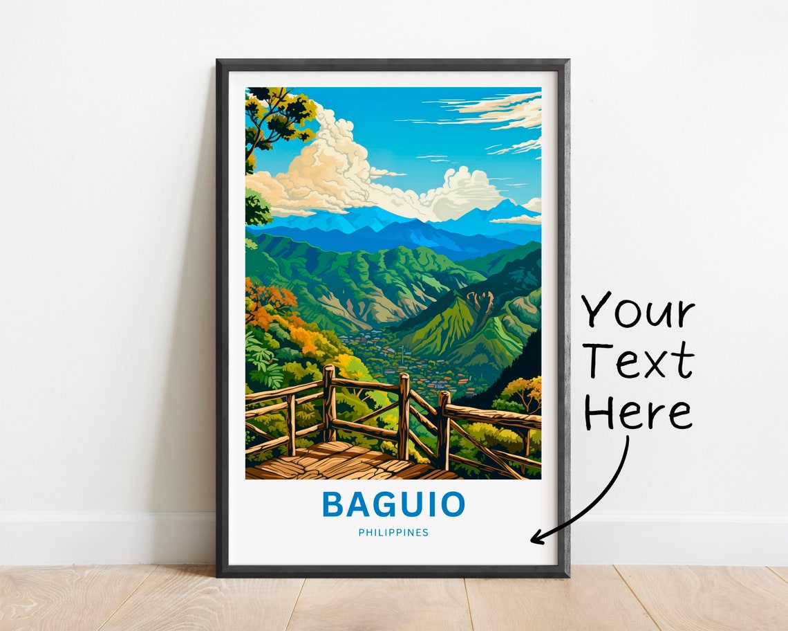 Baguio Philippines Personalized Travel Poster Mountain Viewpoint Gift