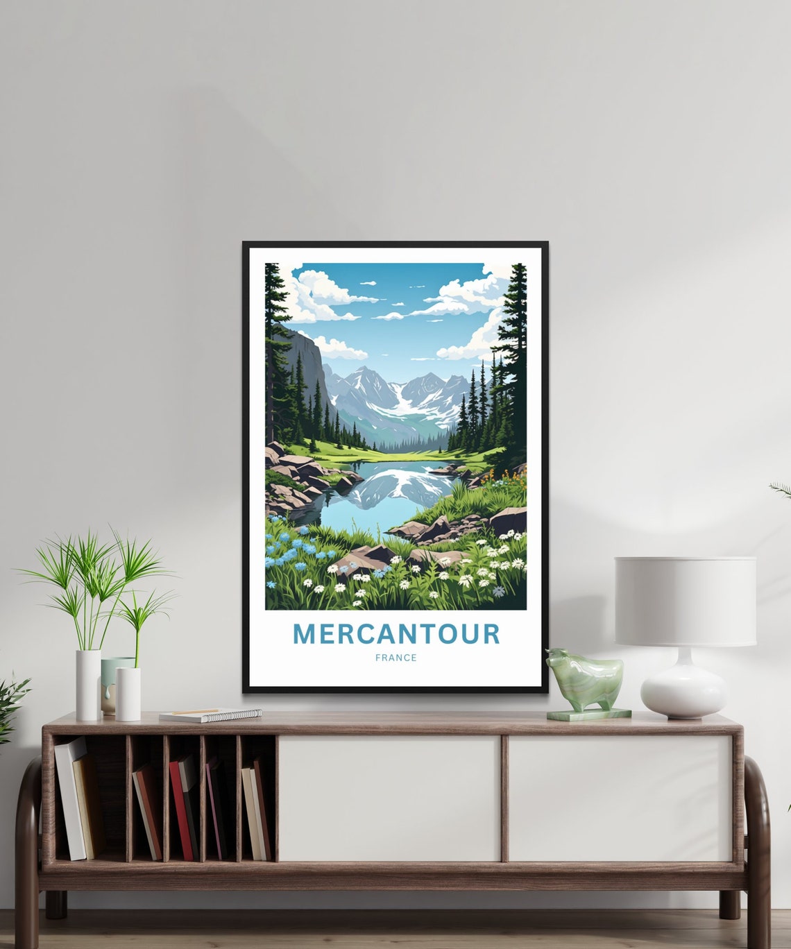Mercantour France Mountain Lake Reflection Flower Travel Poster - Image 2