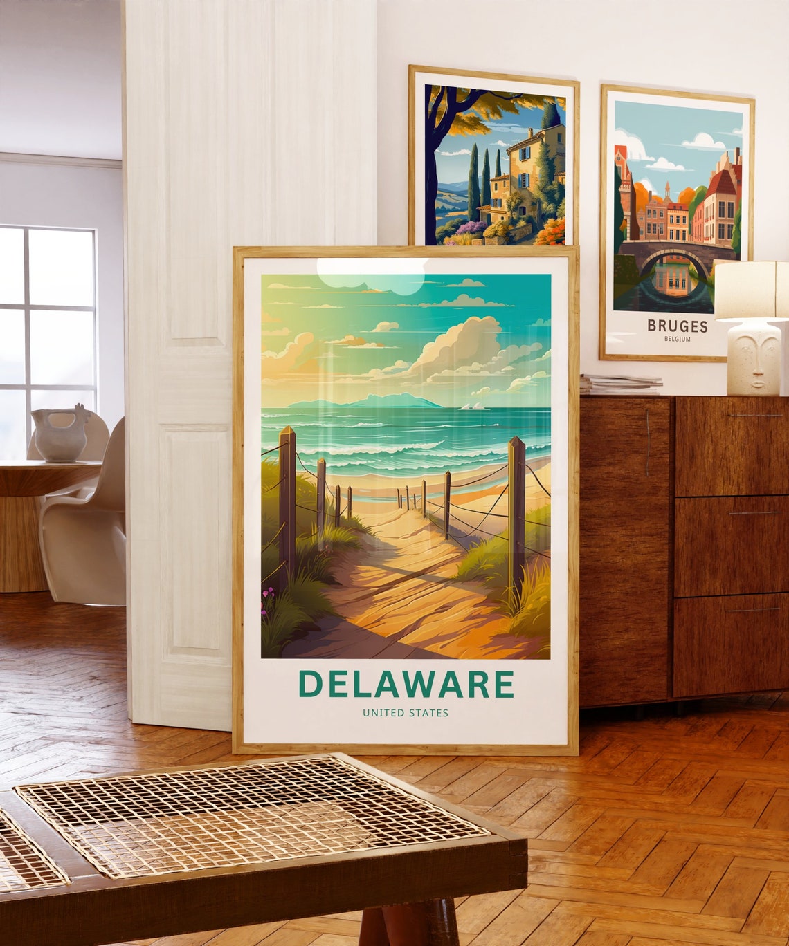 Delaware Beach Dune Path Coastal Sunset Custom Text Travel Poster - Image 5