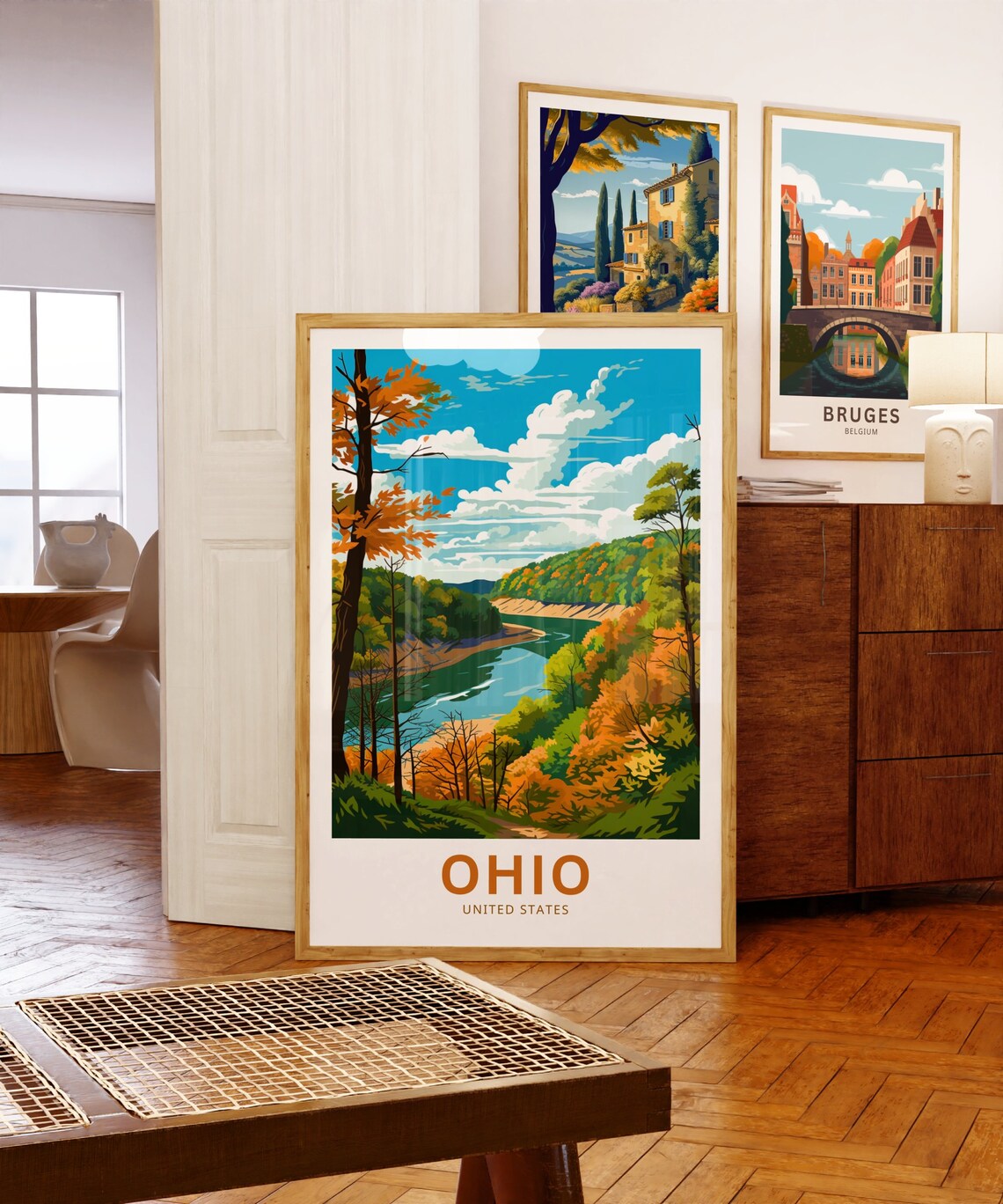 Ohio United States Autumn River Valley Foliage Travel Poster - Image 5